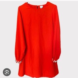 H&M Vibrant Red Dress with Pearl Cuff Details